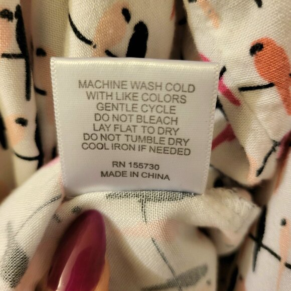 Women's LS Spring Flowy Office Career Button Down Birds Parrot Print Shirt Sz 1X - Picture 8 of 10